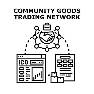 Community goods trading network concept illustration Stock Illustration