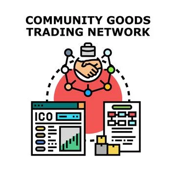 Community goods trading network concept illustration Stock Illustration