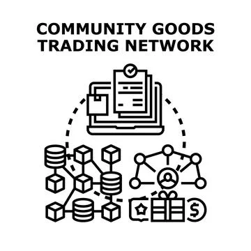Community goods trading network concept illustration 스톡 일러스트