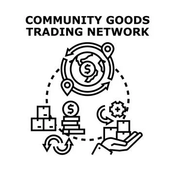 Community goods trading network development and global commerce イラスト素材