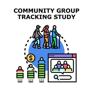 Community group tracking study analyzing people data Stock Illustration