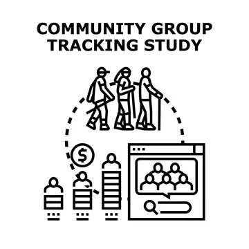 Community group tracking study analyzing people data Stock Illustration