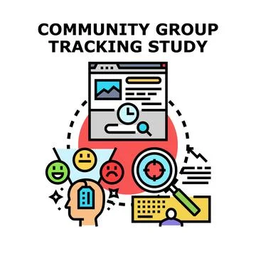 Community group tracking study data analysis concept Stock Illustration