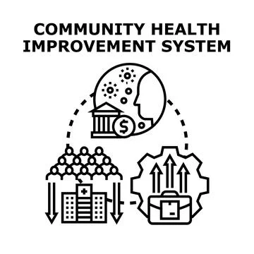 Community health improvement system developing better wellness and care Illustrazione stock