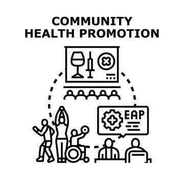 Community health promotion program developing well being Ilustração Stock