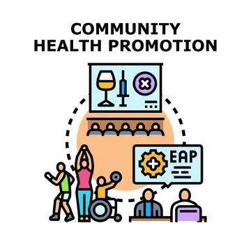 Community health promotion program developing well being Stock Illustration