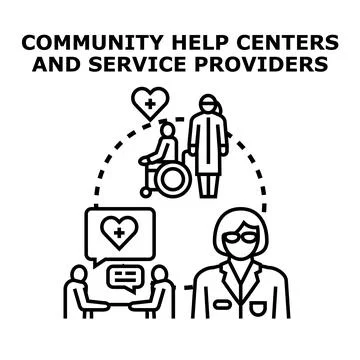 Community help centers providing social assistance and support Ilustração Stock