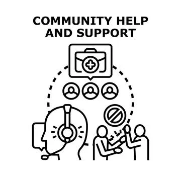 Community help hotline offering professional support Stock Illustration