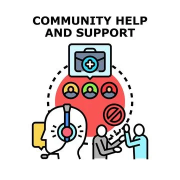 Community help hotline offering professional support Stock Illustration