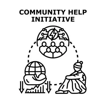 Community help initiative aiding vulnerable people Stock Illustration