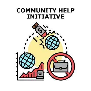 Community help initiative balancing global crises and progress Stock-Illustration