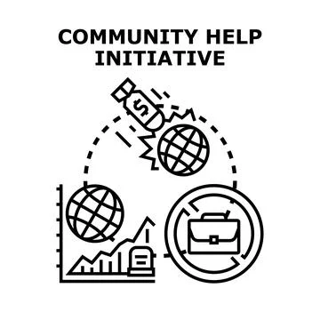 Community help initiative balancing global crises and progress Stock Illustration