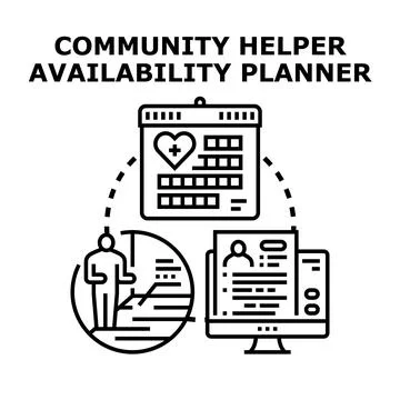 Community helper availability planner and schedule concept Ilustração Stock