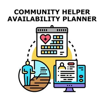 Community helper availability planner and schedule concept Stock Illustration