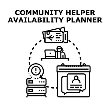 Community helper availability planner system managing volunteering schedule Stock Illustration