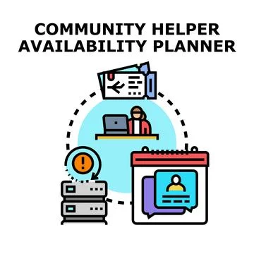 Community helper availability planner system managing volunteering schedule Stock Illustration