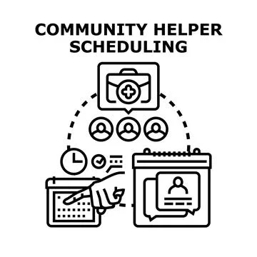 Community helper scheduling system coordinating local service assistance イラスト素材