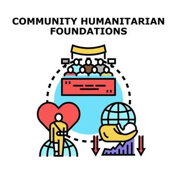 Community humanitarian foundations providing global support system Stock Illustration