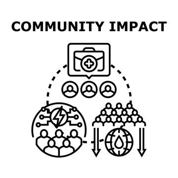 Community impact concept showing resource and social influence Stock Illustration