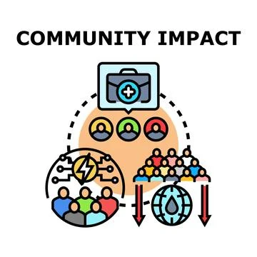 Community impact concept showing resource and social influence Stock Illustration