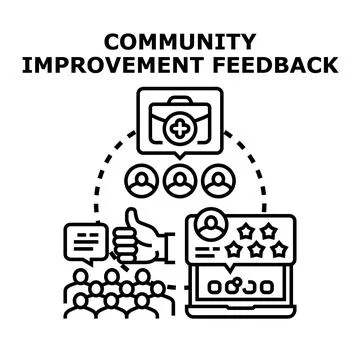 Community improvement feedback delivering positive evaluation results Stock Illustration