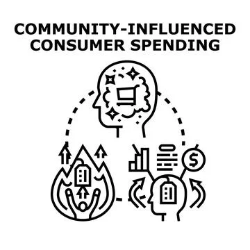 Community influence driving consumer spending behavior concept Stock-Illustration