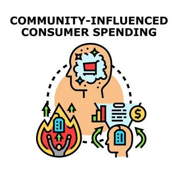 Community influence driving consumer spending behavior concept Stock Illustration