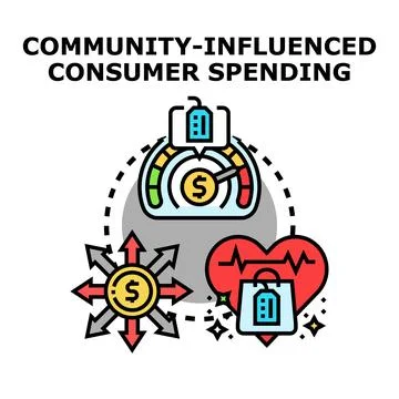 Community influenced consumer spending vector concept illustration Stock Illustration