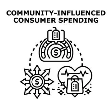 Community influenced consumer spending vector concept illustration Illustrazione stock