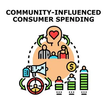 Community influencing consumer behavior and spending habits Illustrazione stock