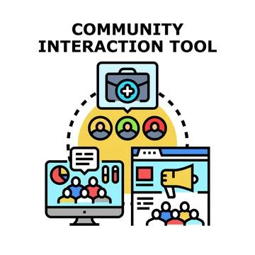 Community interaction tool for social communication and network Ilustração Stock