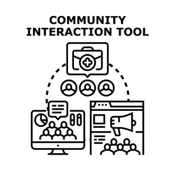 Community interaction tool for social communication and network Ilustração Stock