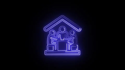 Community Isolated on Black Background Neon People Network Animation Video stock 328105953