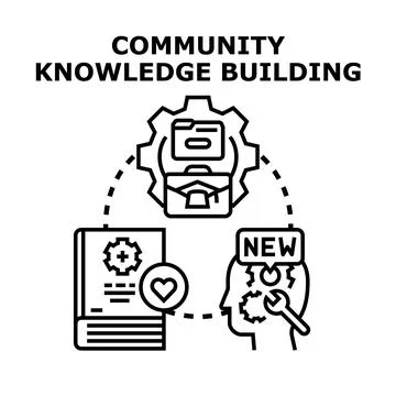 Community knowledge building process improving individual skills Stock Illustration