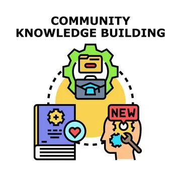 Community knowledge building process improving individual skills Stock Illustration