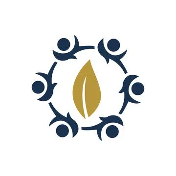 Community Leaf Logo Design Teamwork Nature Identity Stock Illustration