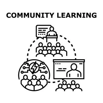 Community learning and collective knowledge sharing vector icon Stock Illustration