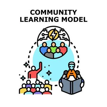 Community learning model integrating artificial intelligence and collaboratio 库存插图