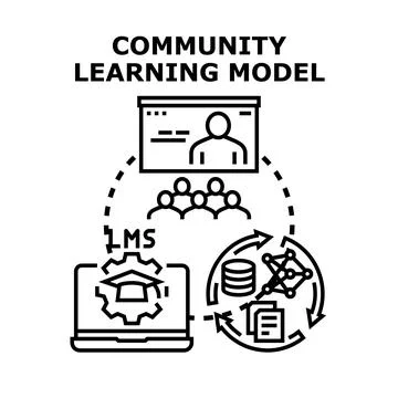 Community learning model leveraging online education and data management Stock Illustration