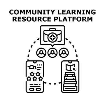 Community learning resource platform connecting people and resources Stockillustratie