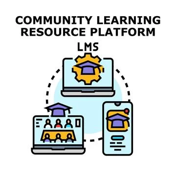 Community learning resource platform lms concept Stock Illustration