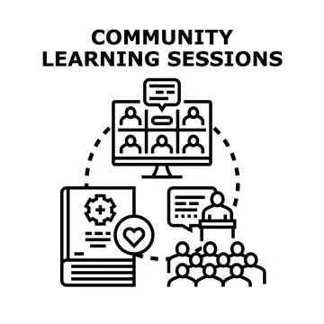 Community learning sessions engaging diverse groups Stock Illustration
