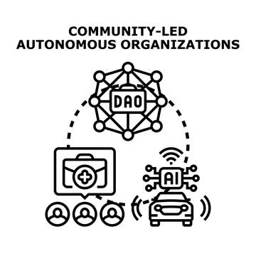 Community led autonomous organization blockchain ecosystem concept 스톡 일러스트