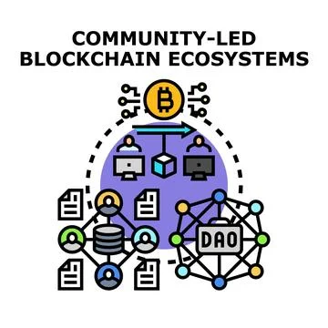 Community led blockchain ecosystem concept creating decentralized network 库存插图