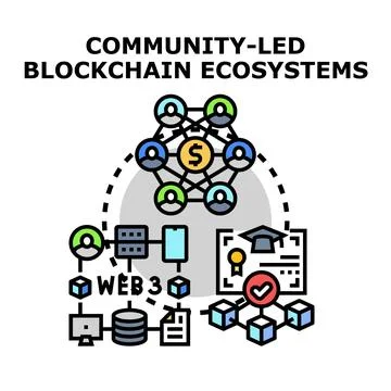 Community led blockchain ecosystems developing web3 technology イラスト素材