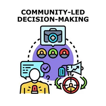 Community led decision making process and group collaboration Illustrazione stock