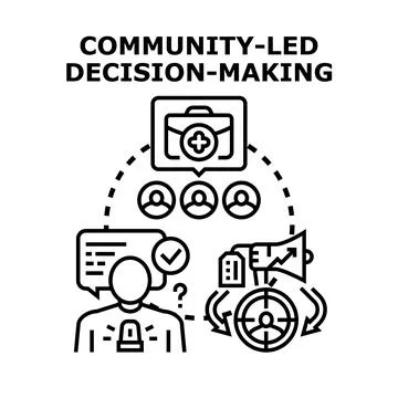 Community led decision making process and group collaboration Illustrazione stock