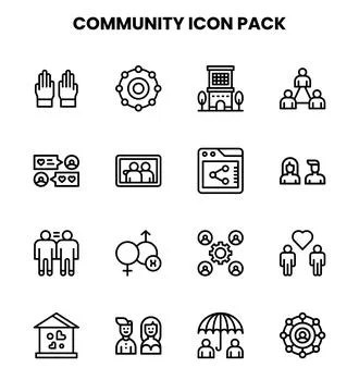 Community Line UI Icons Pack Stock Illustration