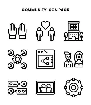 Community Line Vector Icons Pack Stock Illustration
