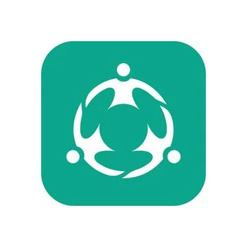 Community logo or network icon design with three abstract figures in a circle Stock Illustration